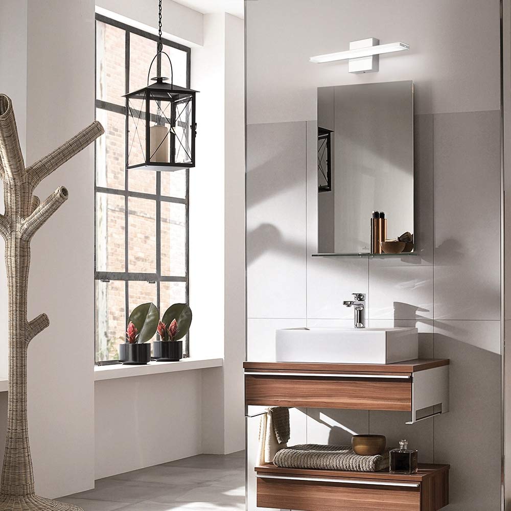BRIVOLART 16 Inch Chrome LED Vanity Light Bar, 9W Modern Bathroom Fixture, Model 6420, Metal Wall Sconce, Over Mirror Lighting