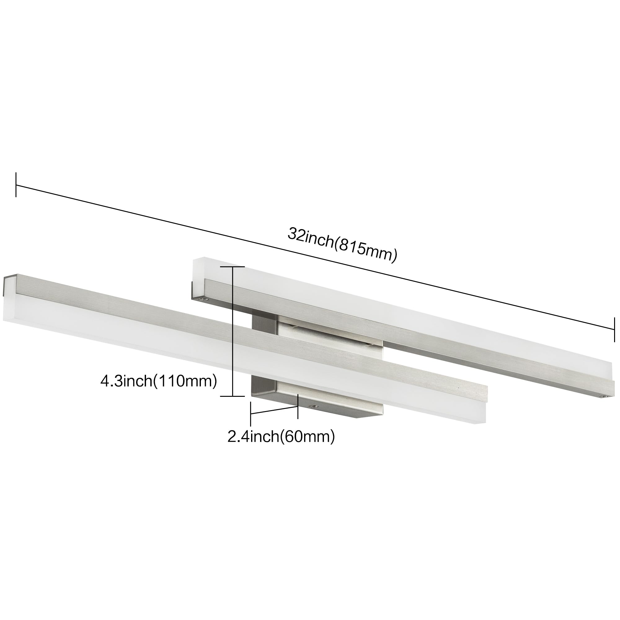 Presde Bathroom Light Fixtures Over Mirror 5 Color Changeable Bathroom Vanity Light 32Inch Modern Brushed Nickel Led Bath Wall L