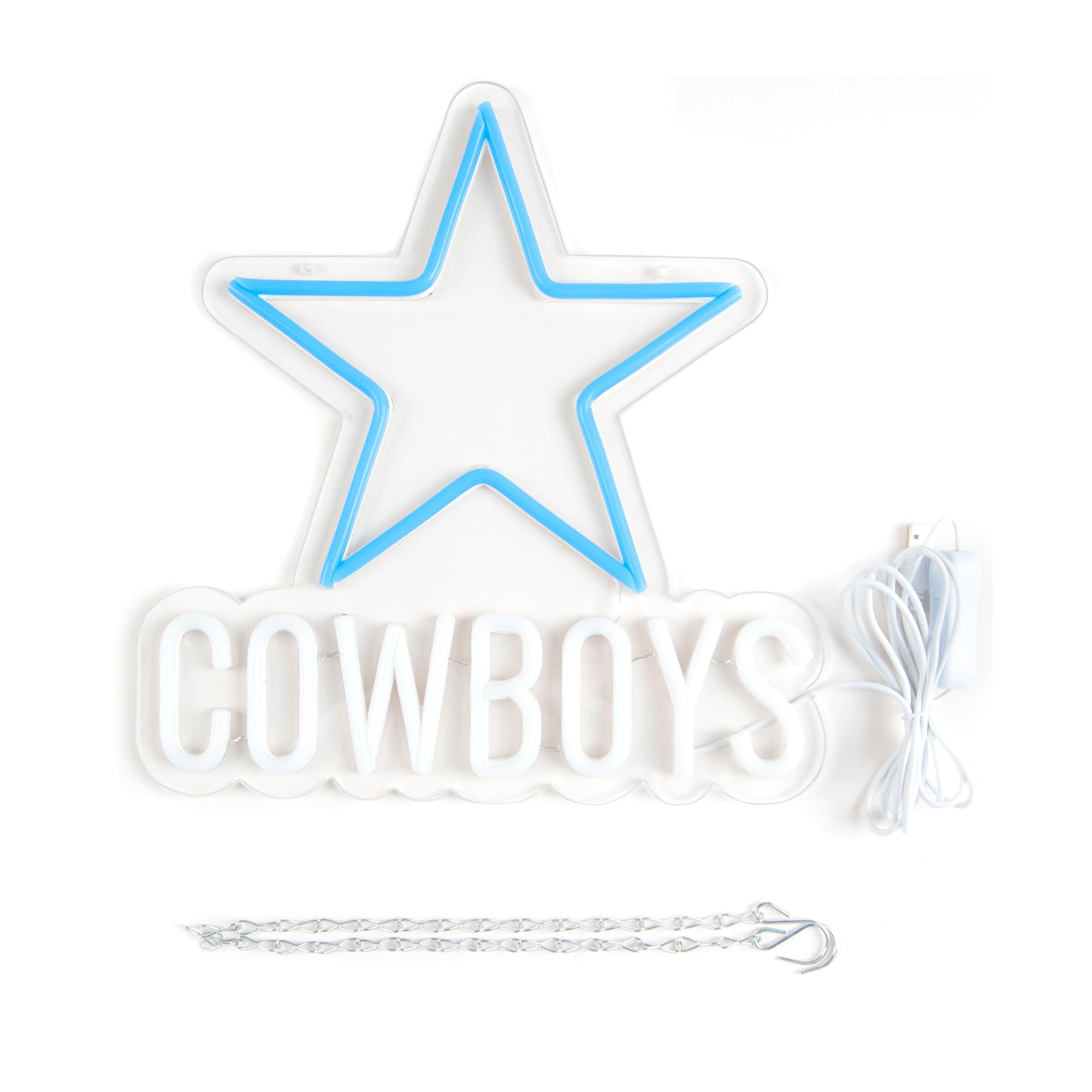 Brineon Football Neon Sign - Acrylic Wall Decor, 12.2x12.8in, Blue White-Cowboy, Model ZYLDFT5052, Perfect for Man Cave & Game