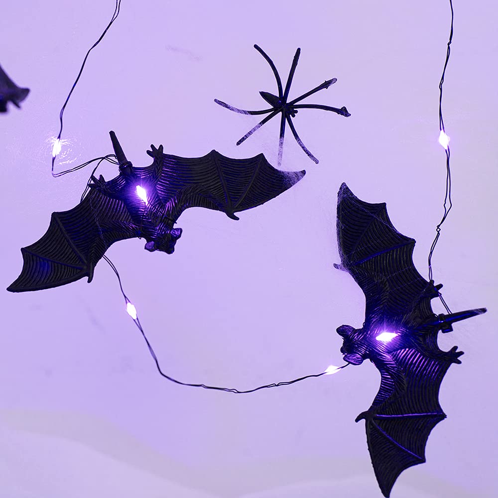 BOHON Halloween Lights String 30 LEDs Bat Fairy Lights with Remote 12 Lighting Modes Battery Operated String Lights for Outdoor
