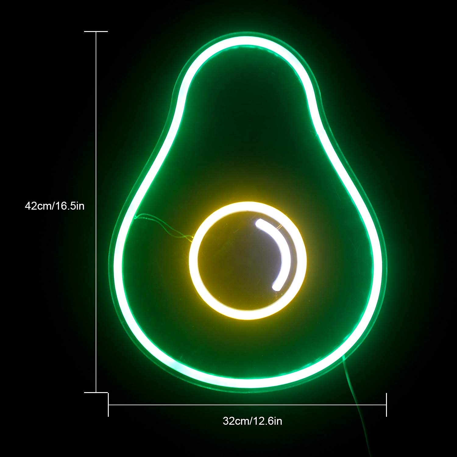 LUCUNSTAR LED Neon Sign - Avocado Light Up Wall Decor - Green Glass - USB Powered - Cute for Kids Room, Bedroom, Store, Parties