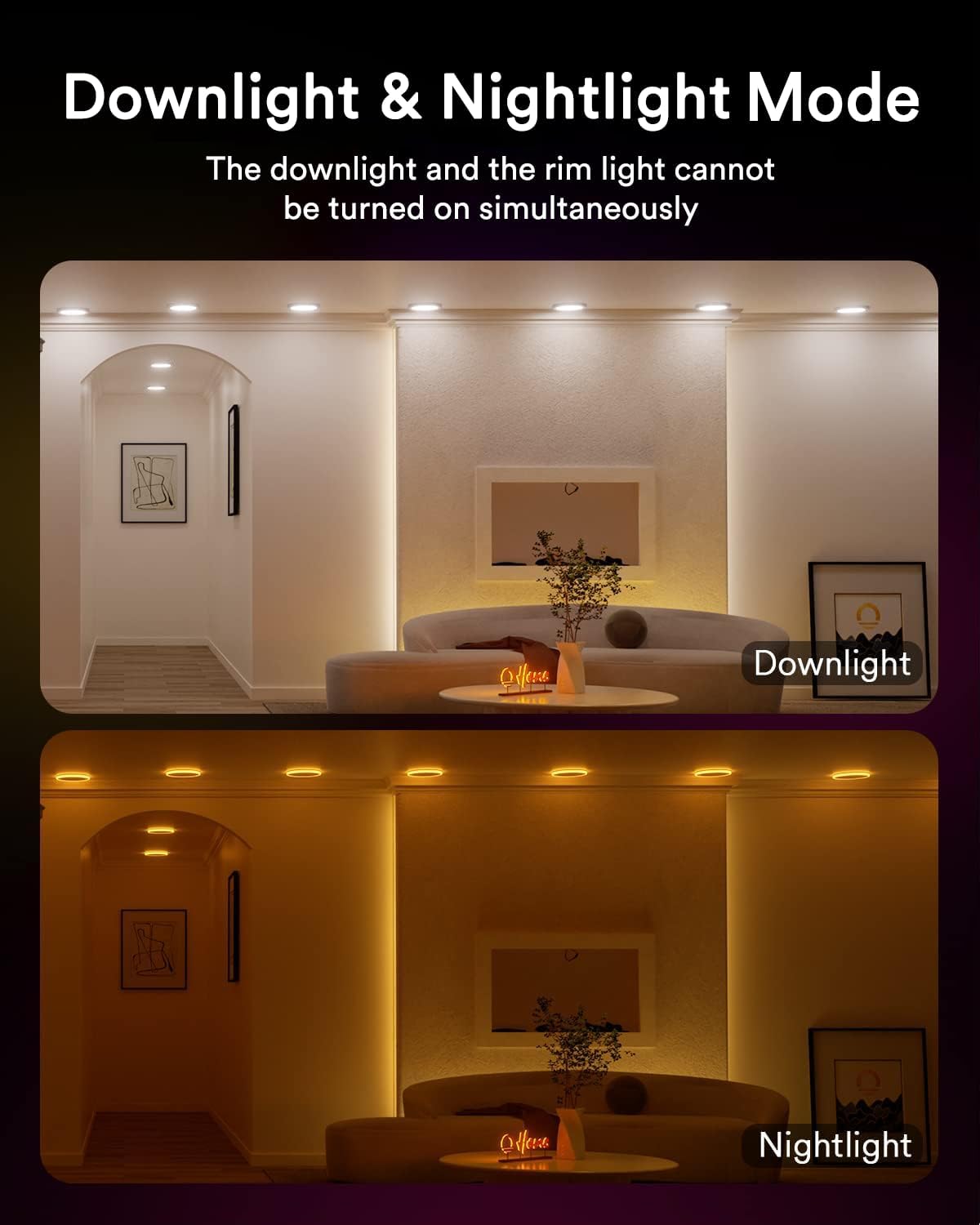 Lumary RGBAI Smart Recessed Lighting, 8 Inch, 18W 1400LM, 4 Pack, Compatible with Alexa/Google Assistant/Siri, Metal Finish