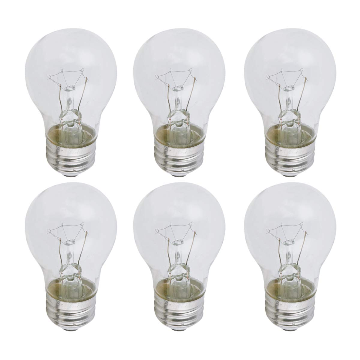 Xtricity Clear A15 Incandescent Appliance Light Bulb, 40 Watt, 2700K Soft White, E26 Medium Base, 320 Lumens, 130V (6 Pack)