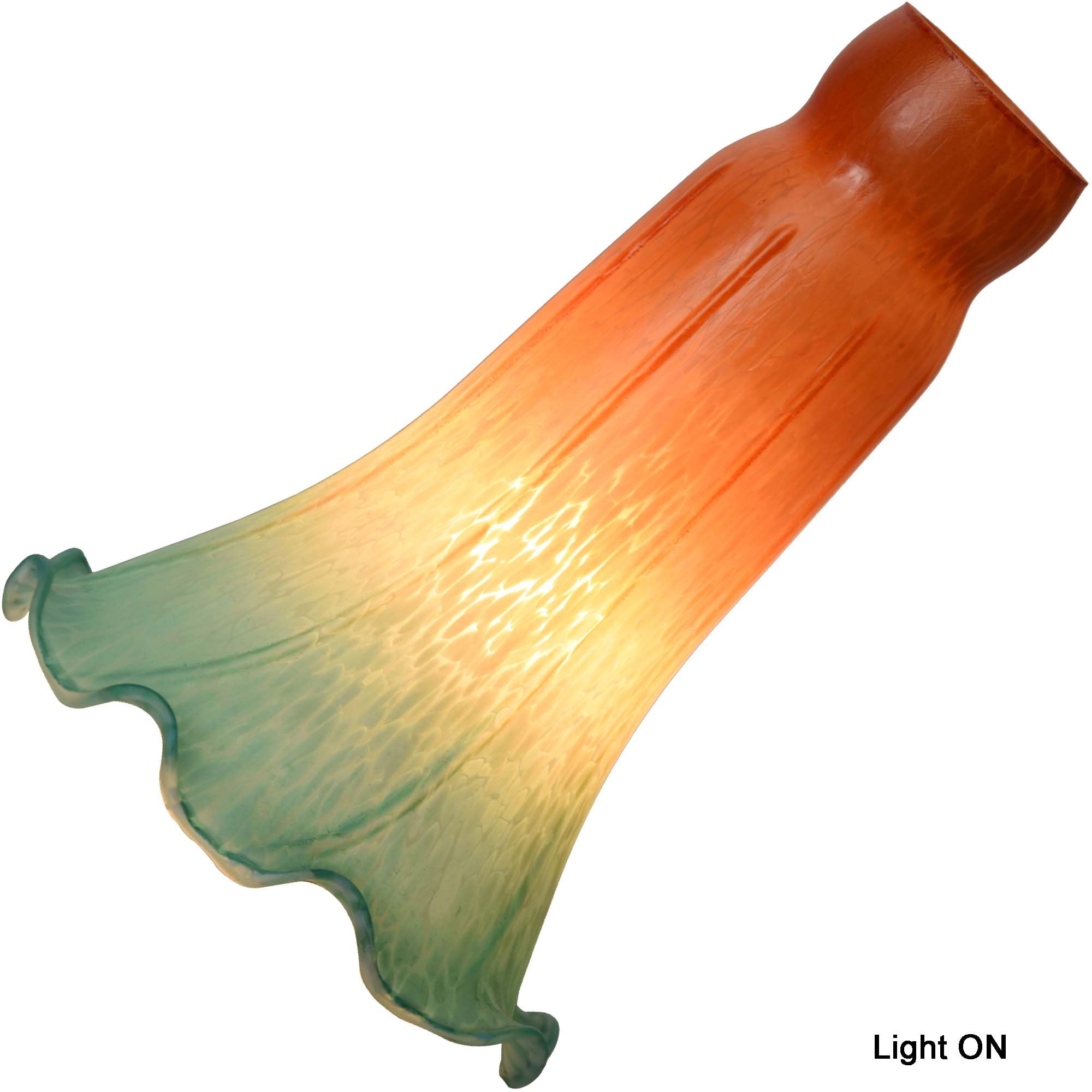 Bieye Ls26 Lily Flower Blown Glass Lampshade (Orange Cyan, Opening I.D. 1.26'' X O.D. 1.5'')