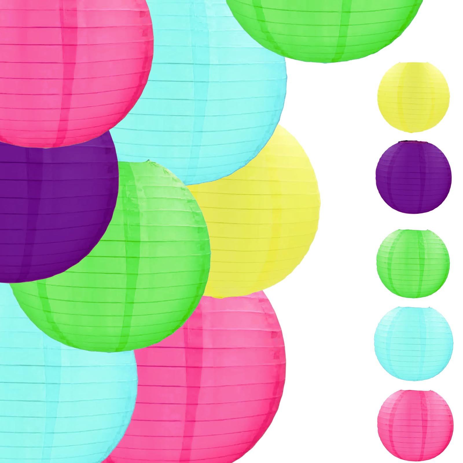 Capesaro Paper Lanterns Decorative 15Pcs Blue Pink Cartoon Theme Party Decorations For Little Princess Birthday Party Baby Shower Graduation Anniversary Green Purple Yellow Room Hanging Decor