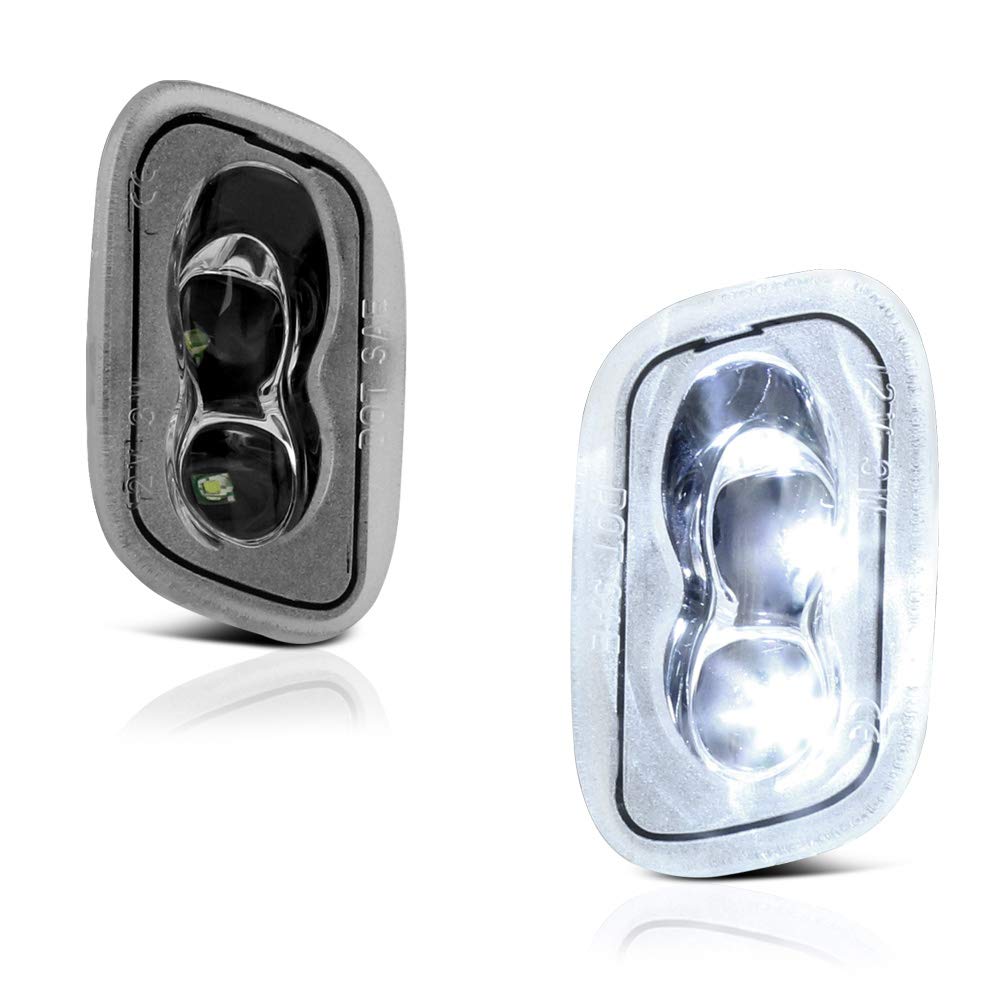 Vipmotoz Full Led Side Under-Mirror Puddle Light Lamp Assembly Replacement For Ford F150 F250 F350 F450 Super Duty Pickup Truck, 5500K Diamond White, 2-Pieces