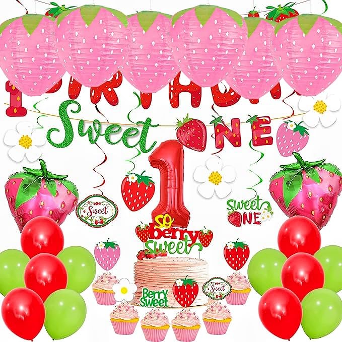 Magnoloran 8PCS Strawberry Paper Lanterns, Red, 8 Inch, Paper, Model MA953-CO-FBA, Hanging Decorations for Parties and Events