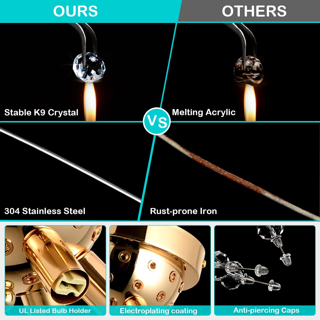 Hmvpl Flush Mount Ceiling Lights, Modern Gold Crystal Sputnik Firework Close To Ceiling Lamp Led Ceiling Lighting Fixtures For Bedroom Kitchen Island Hallway Entryway Porch Gazebo