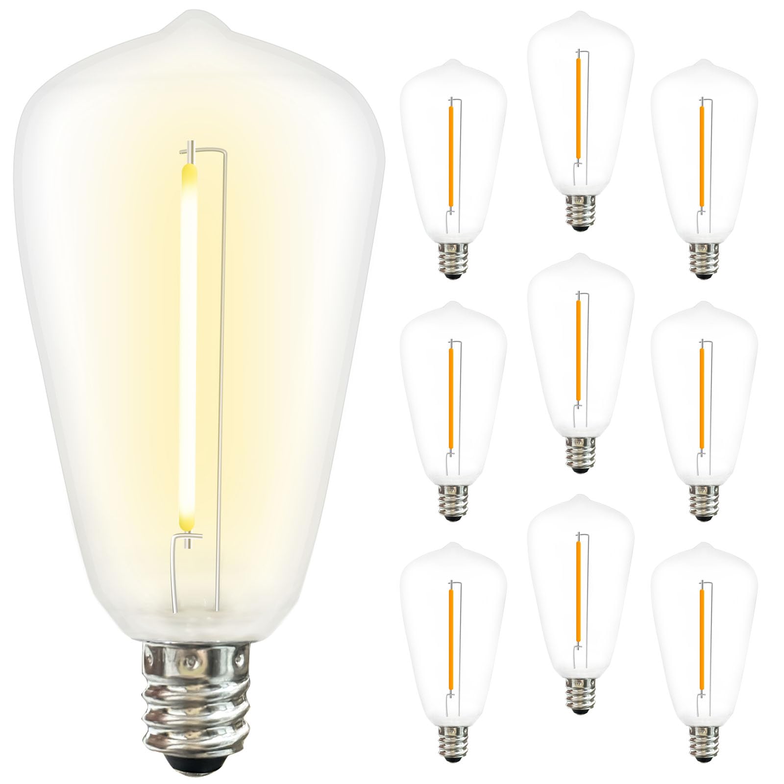 Sunsgne 10 Pack St38 Replacement Light Bulbs, 0.6W Led Replacement Bulbs For Outdoor String Lights, E12 Base String Light Bulbs,