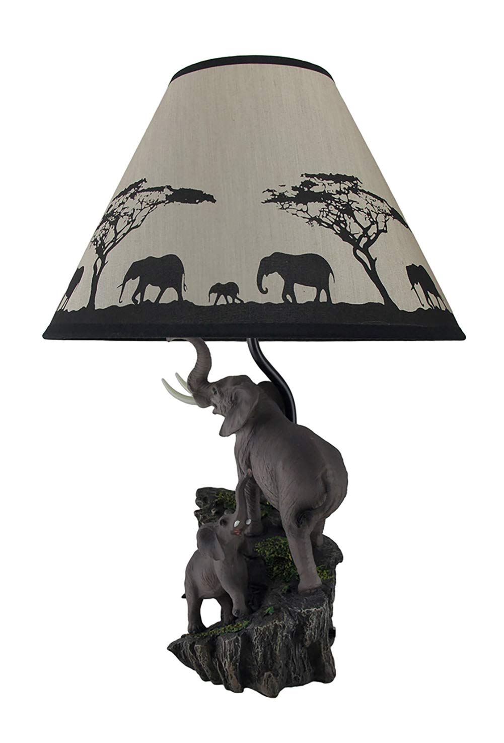 Zeckos Sculptural Table Lamp with Decorative Shade, Gray, 18.5 x 7.5 x 6 Inch, Model HD42934, Resin Material