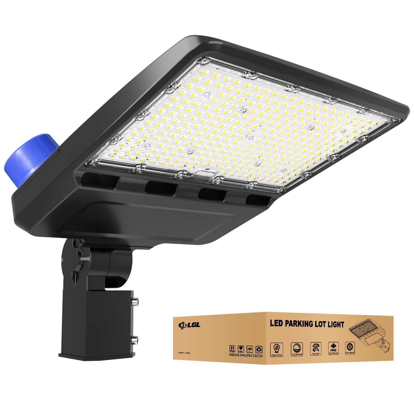 JC-LGL 150W LED Parking Lot Light, 21000LM 5000K Shoebox Light, IP65 Waterproof, 100-277V, Commercial Outdoor Lighting, Dusk to 