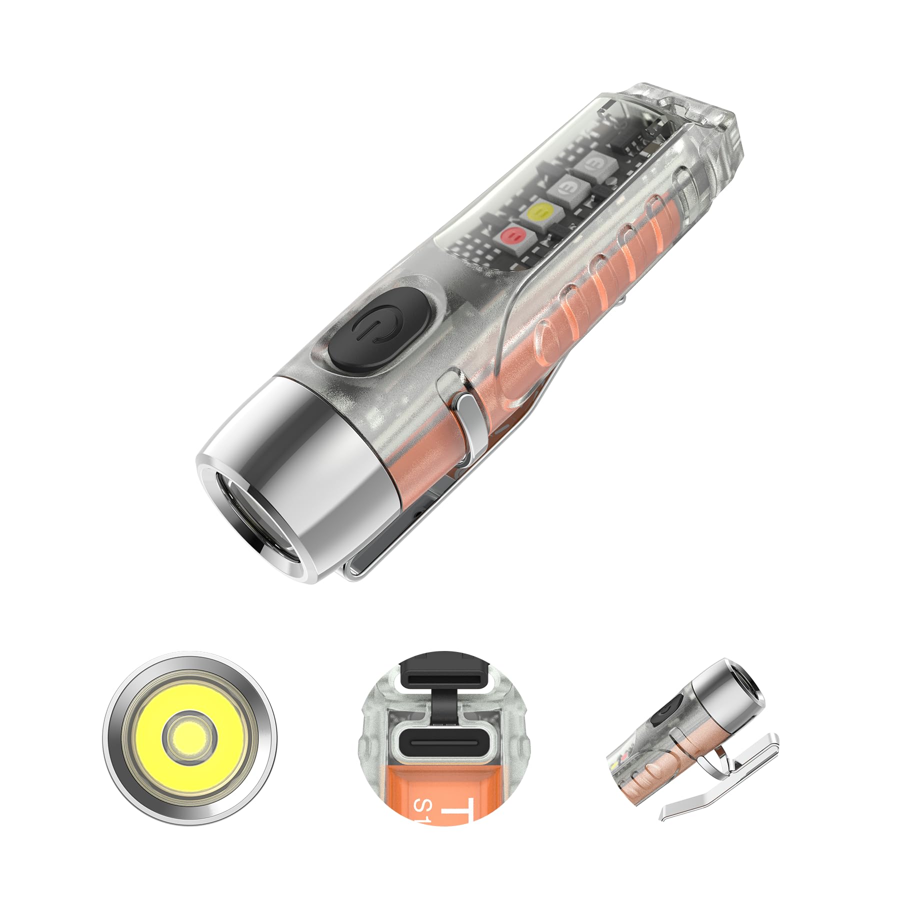 TUNENGE S12Plus Keychain Flashlight,610 High Lumen EDC Pocket Flashlight,USB C Rechargeable Mini LED Flashlight,Small Flashlight