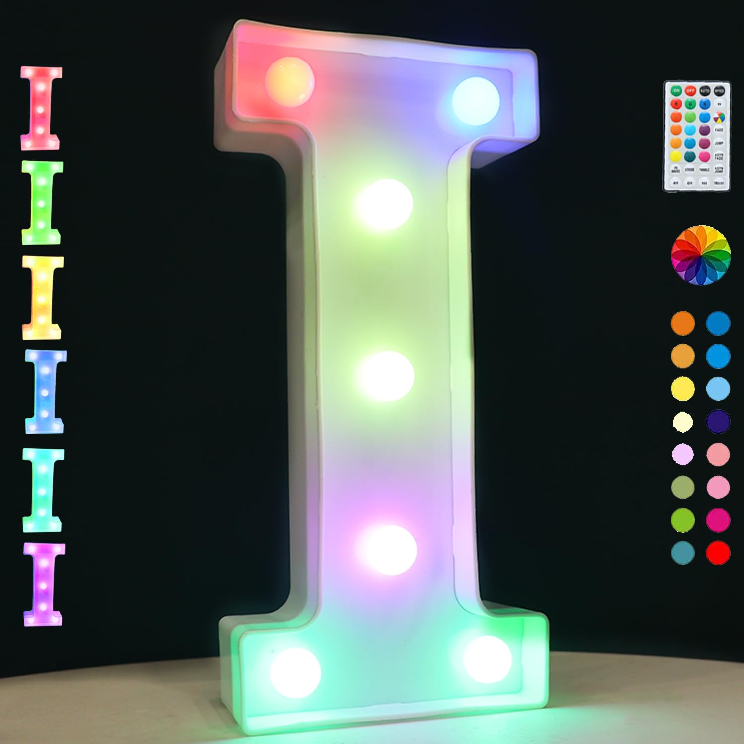 Oycbuzo Led Marquee Letter Lights, 18 Color Changing Signs With Remote For Bedroom & Parties
