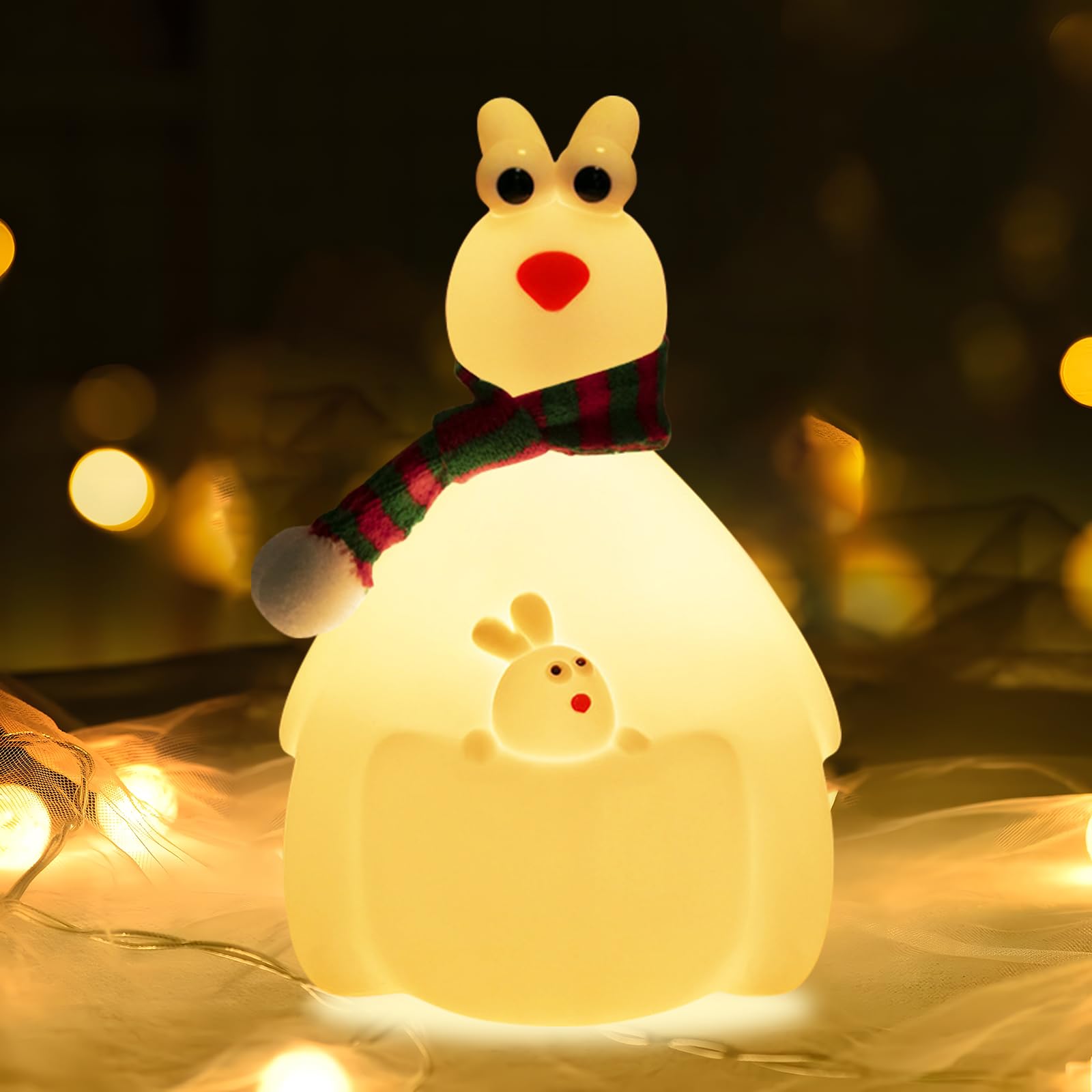 Hpydiy Cute Kangaroo Night Light Christmas Decorations For Kids Room Silicone Night Light ChildrenS Night Lamp Touch Adjustable Rechargeable Classroom Decor And Ideal For Gifts