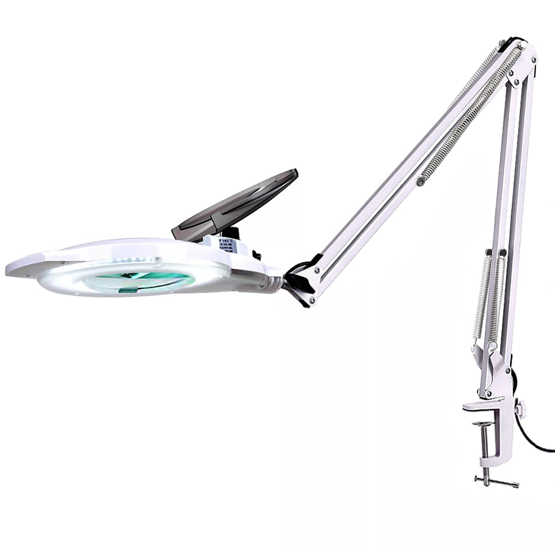KIRKAS 10X LED Magnifying Lamp, 2200 Lumens Dimmable, Adjustable Swivel Arm, White, Model Addie-4
