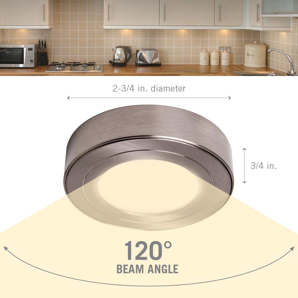 Armacost Lighting Dimmable LED Puck Light 2700K Soft White Brushed Steel Model 213411