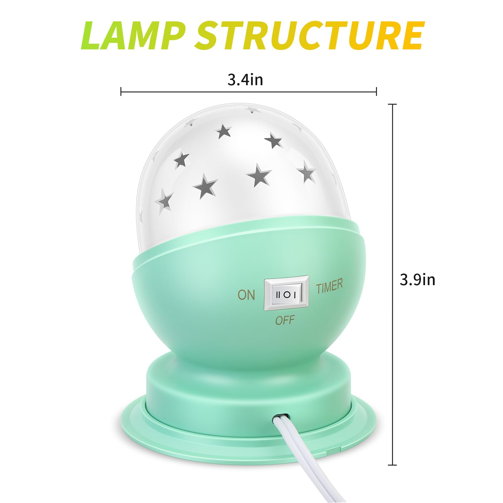 Toyunia Star Night Light For Kids Star Night Light For Kids Bedroom Girls Night Light Starry Night Light Projector Plug In Night Light For Kids With Timer (1 Pack, 3000K Warm White,Green)