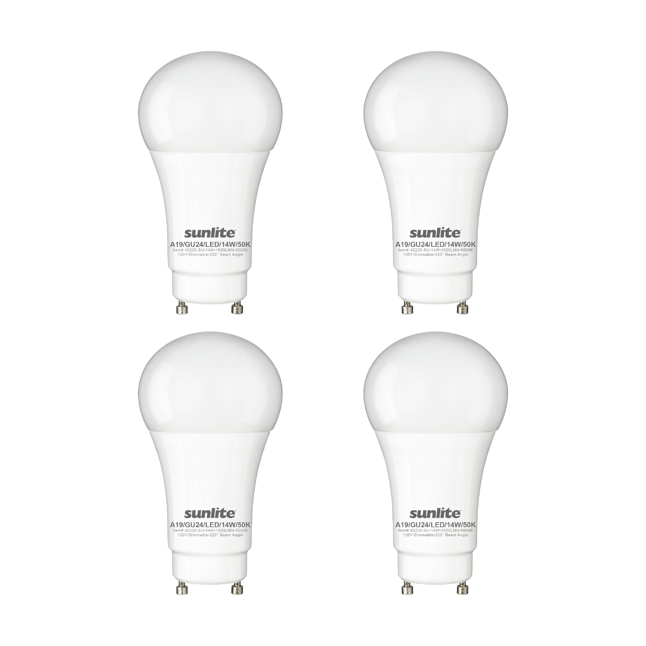Sunlite A19 Gu24 Dimmable Light Bulb, 14 Watts (100W Equivalent) 1500 Lumens, 2 Prong Led Twist And Lock Base, Ul Listed, Rated 
