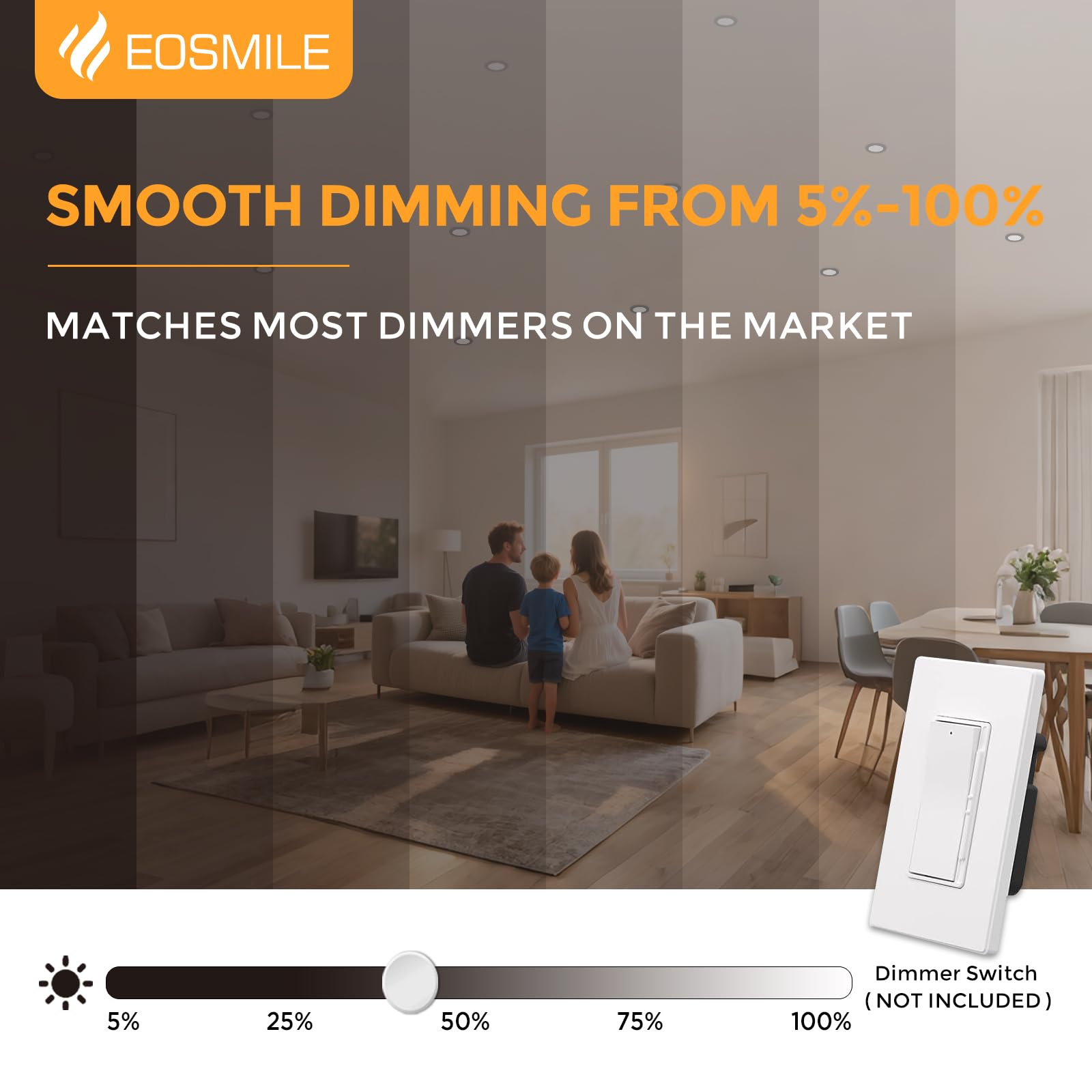 Eosmile 6 Pack Black Recessed Lighting With Night Light 6 Inch  2700K 3000K 3500K 4000K 5000K Selectable  Canless Wafer Light  12W  120V  1100Lm  Dimmable  Etl Fcc