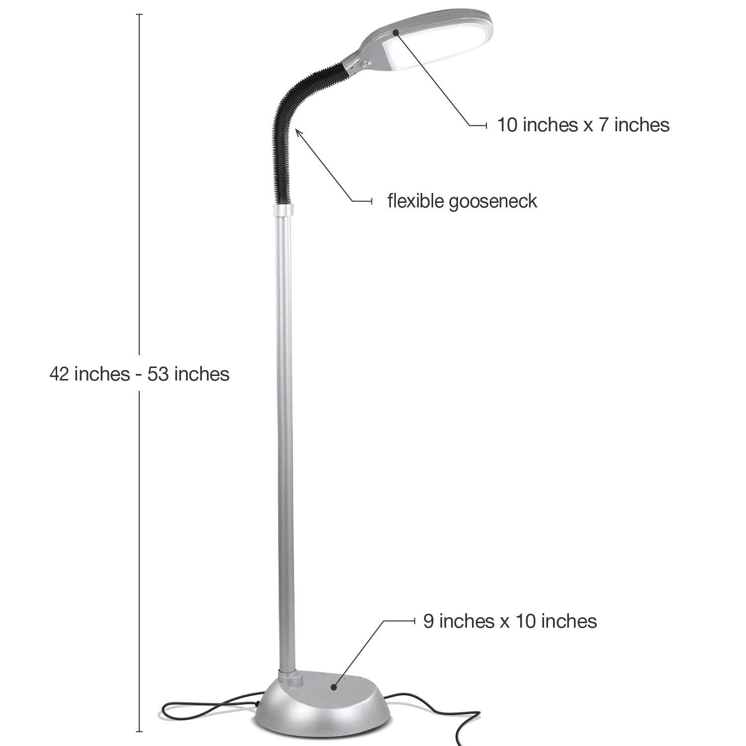 Brightech Litespan LED Floor Reading Lamp, 12W, 850-950 Lumens, Adjustable, Titanium Silver, Model FBA_LTSPNSL