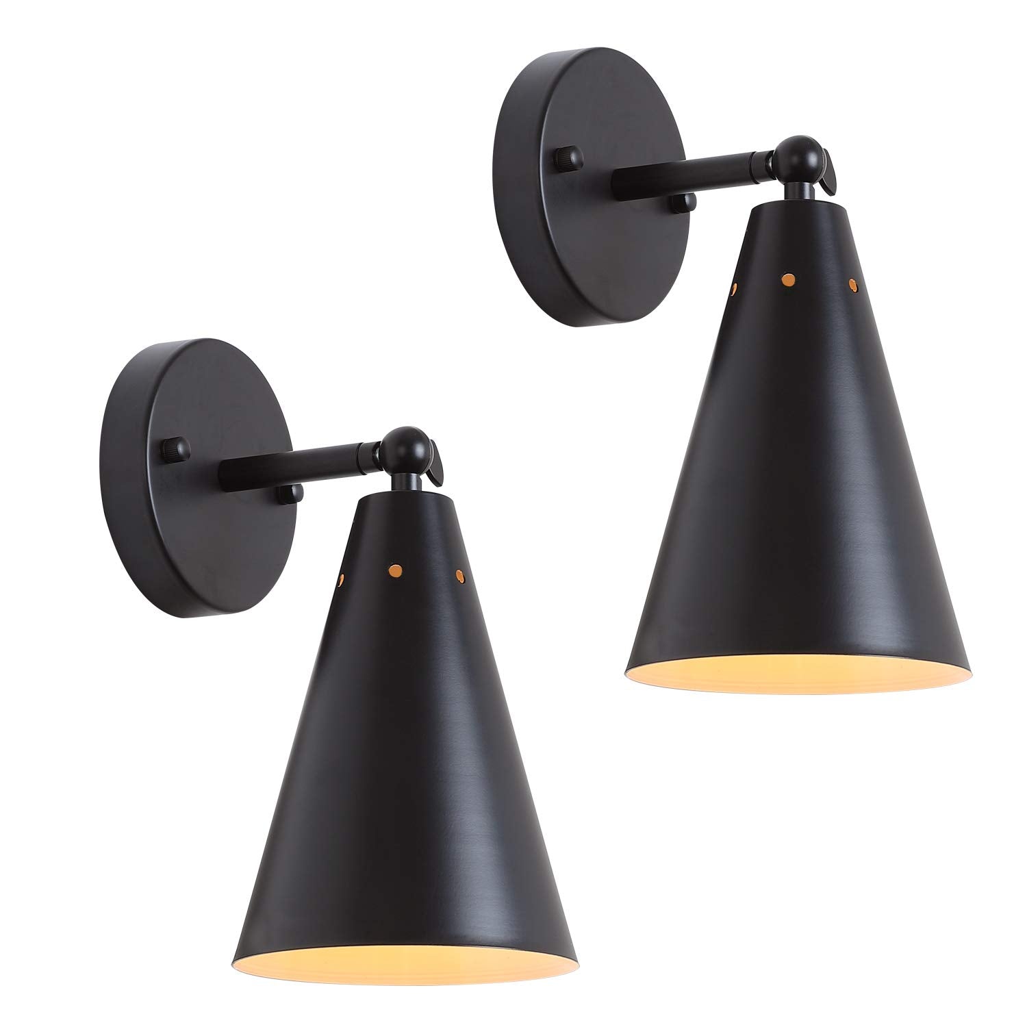 Black Industrial Wall Sconces Set of Two,Rustic Metal Lighting,Farmhouse Wall Sconce Fixture Bronze Finish Vintage Edison Arm Sw