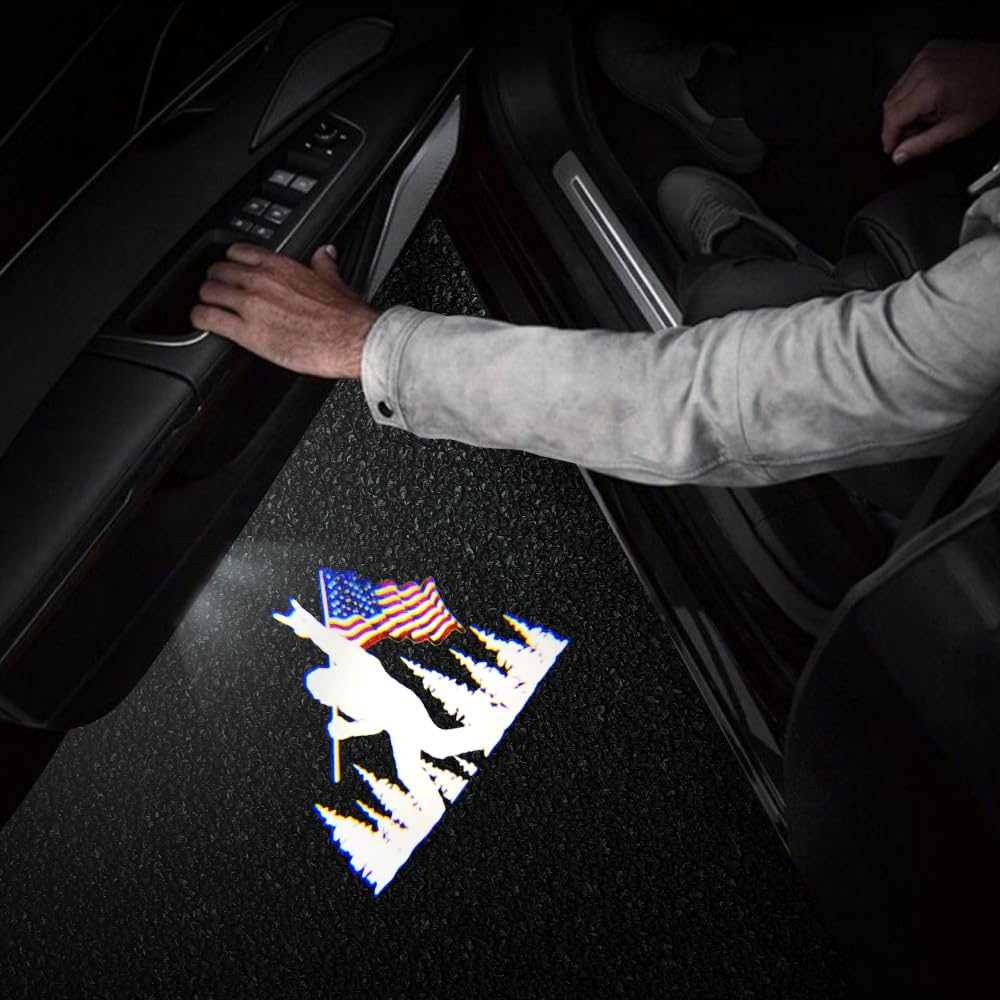 akarin 2 PCS LED Car Door Logo Lights - Aluminum Courtesy Projector Laser Puddle Lamp for 4Runner, Tundra, Sequoia, Venza, Land Cruiser - USA Flag
