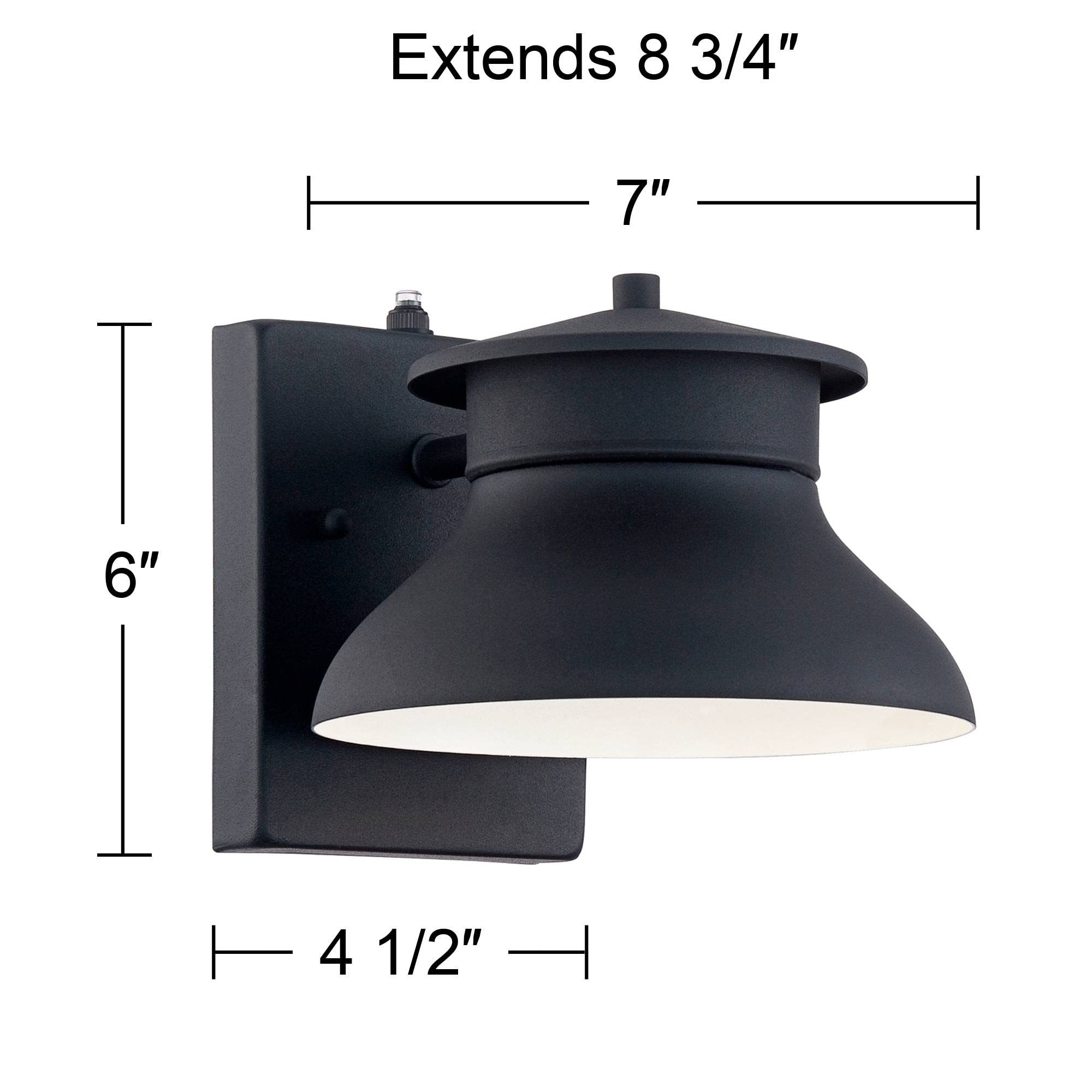 John Timberland Barn Light Fixture, Black LED, Dusk to Dawn, 6in High, Alloy Steel, Model T6277-WITH PHOTOCELL for Outdoor Use