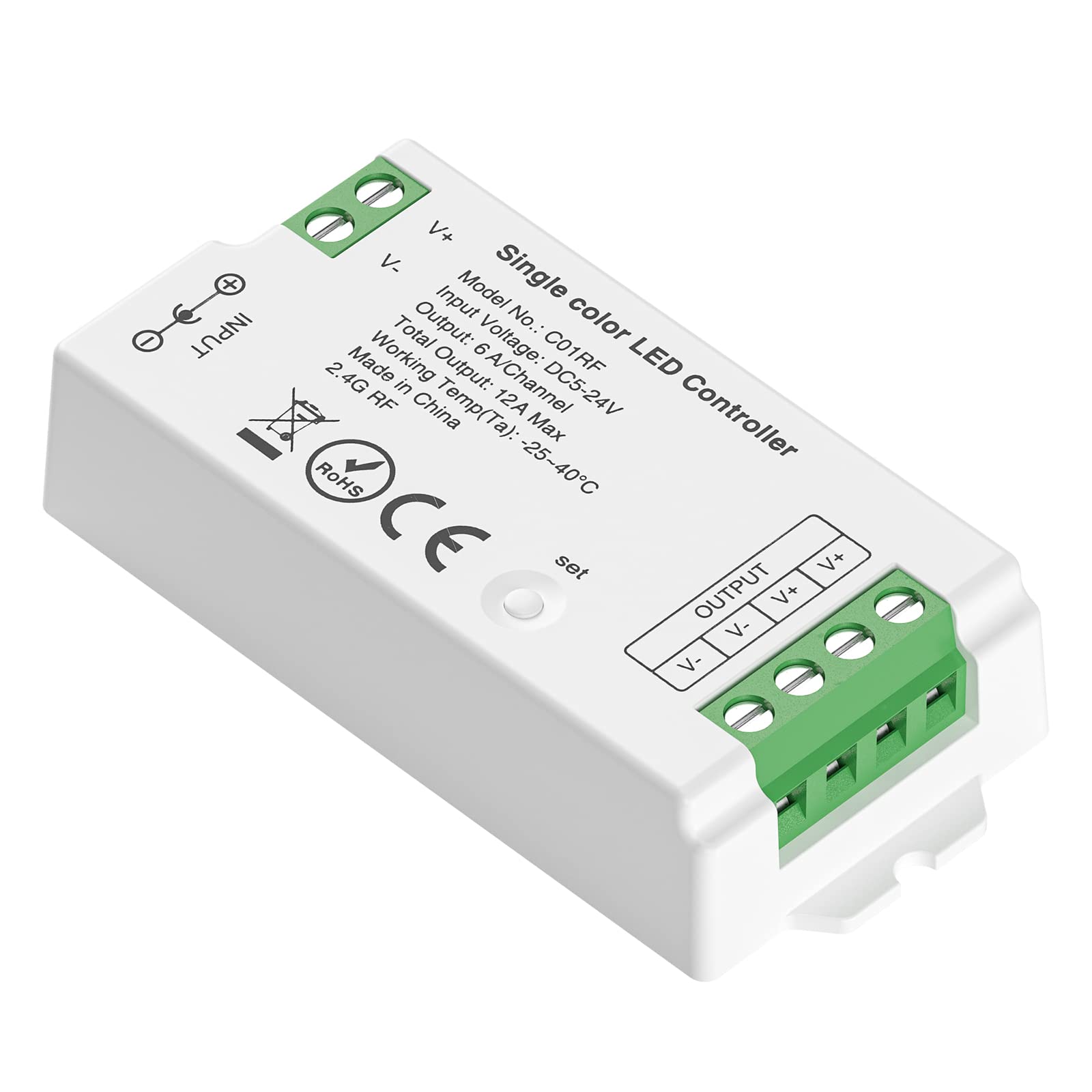 Btf-Lighting C01Rf Tuya Controller Support Pwm 5050Smd Fcob Cob Single Color (+V -V) 2Pin Led Strip String Bulb Compatible With