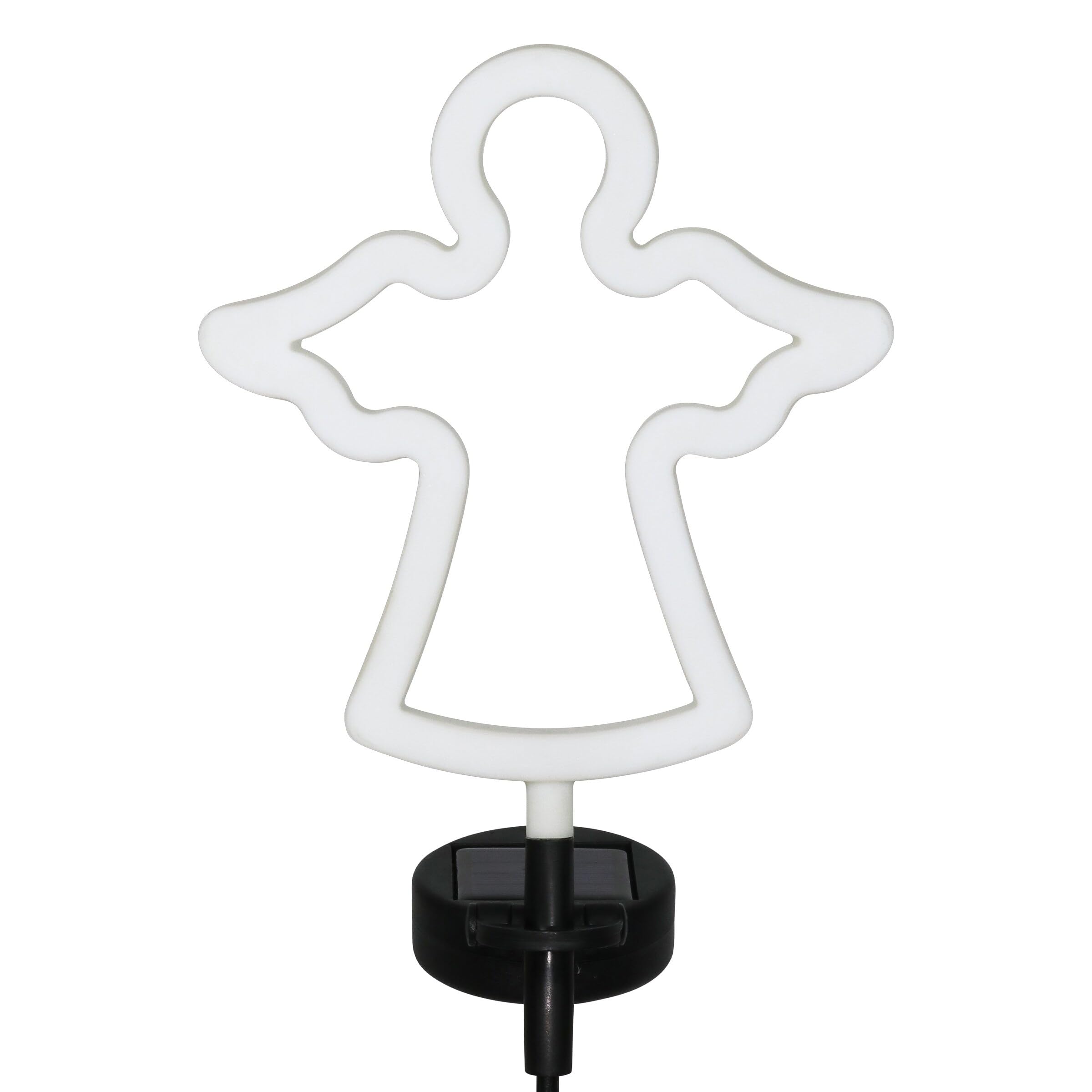 Exhart Garden Solar Lights Decorative Angel Stake LED 9.5x34.5 Inch Plastic White Outline Model 19069-RS