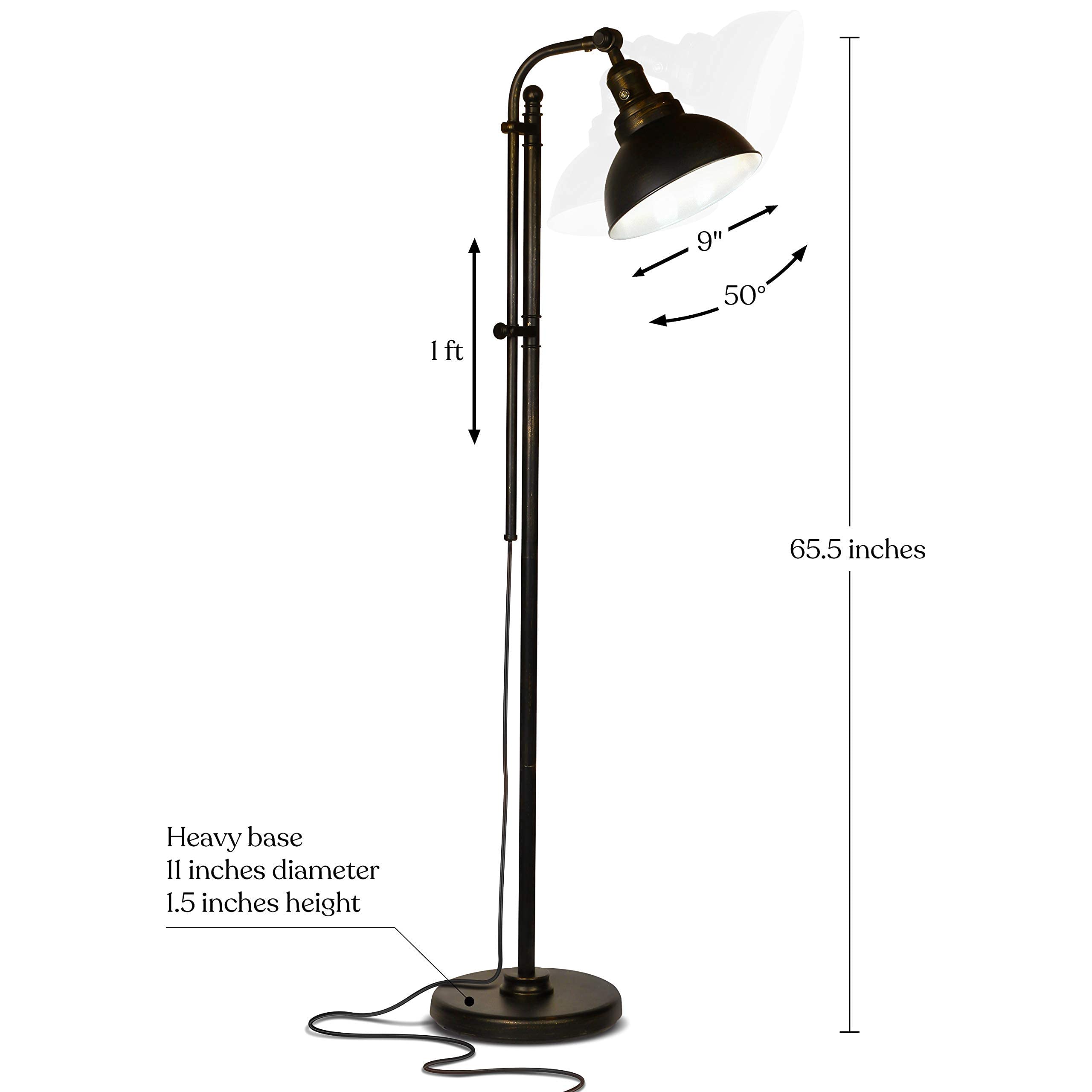 Brightech Dylan Industrial Floor Lamp - Adjustable LED Metal Lamp in Bronze for Living Rooms & Offices, Model 850012486244