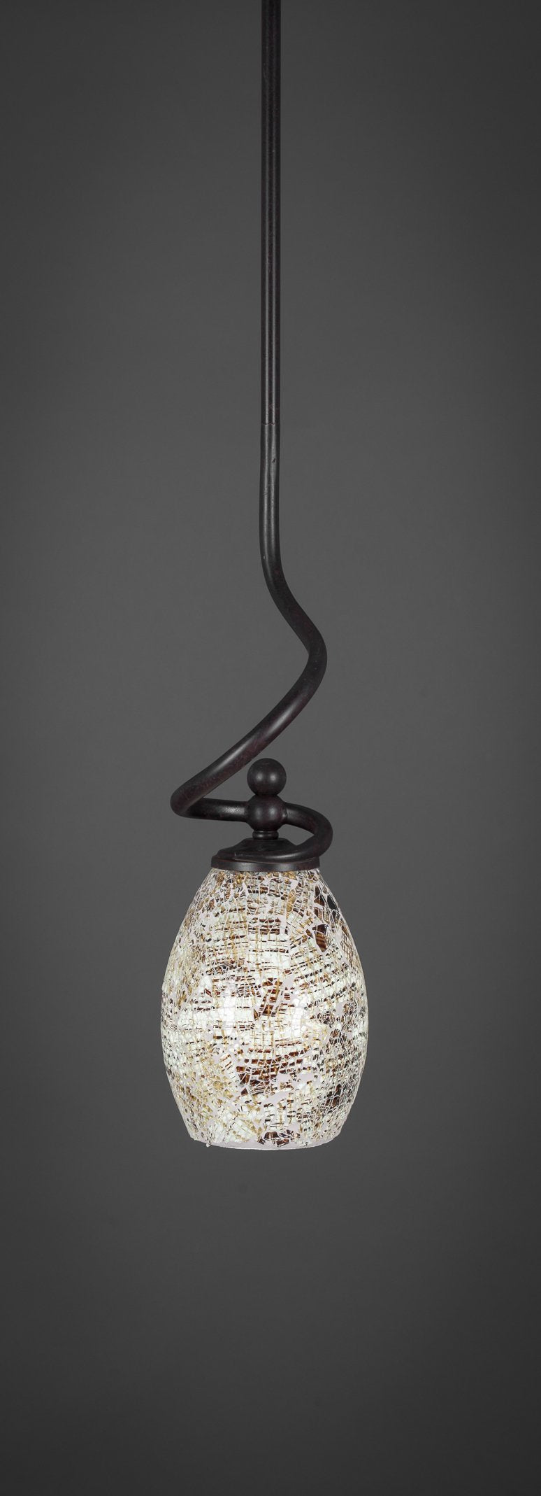 Toltec Lighting 901-DG-5054 Capri Stem Mini Pendant with Hang Straight Swivel with 5 Inch Natural Fusion Glass, Dark Granite Finish