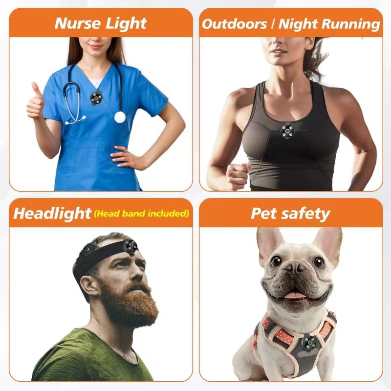 [2 Packs-Large Capacity Battery] Clip On Flashlight Running Lights For Runners Walking Light For Night Walking Wearable Flashlig