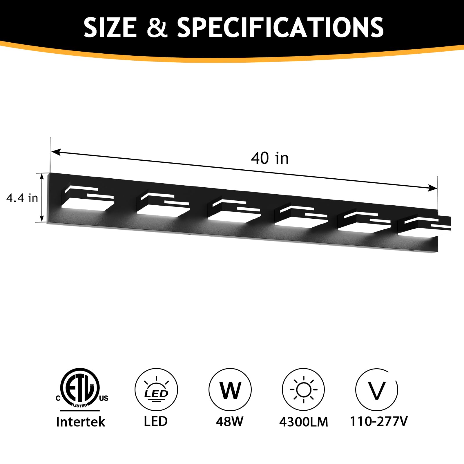 Lkhf Led Modern Bathroom Vanity Light Fixtures 6-Light 5Cct Dimmable Matte Black Vanity Lights For Bathroom Lighting Fixtures Over Mirror  With 350?Rotatable Acrylic Heads  40-Inch