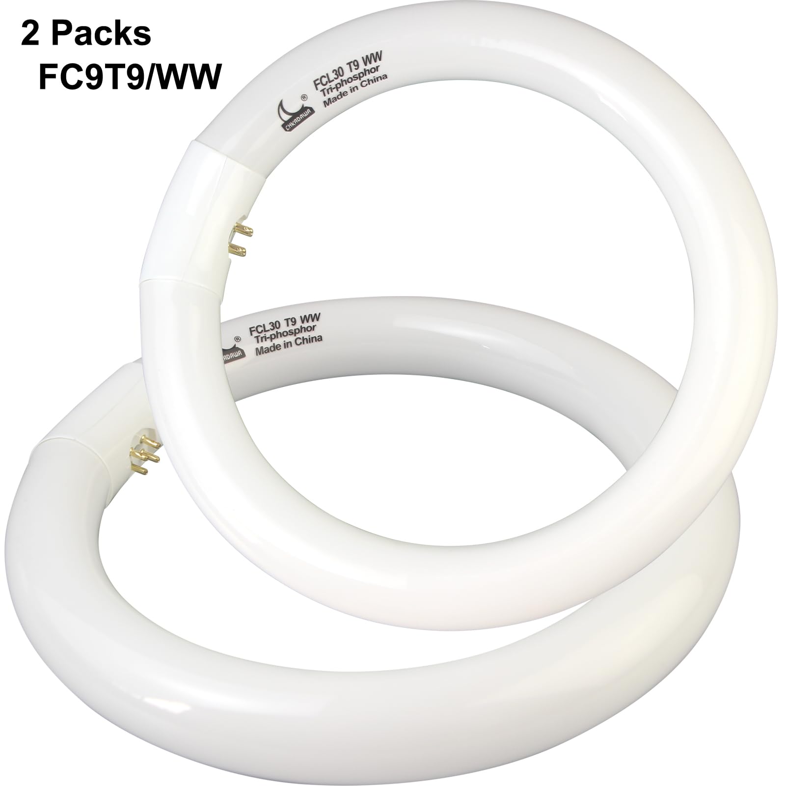 Chkadawa Fcl30/30K Circular Fluorescent Light Bulbs T9 9 Inch 30 Watts, Round Fcl30Ex-L 27K Circline Light Bulb Fc9T9/Kb 30W 830 3000K, 32030 Ww Warm White, G10Q 4 Pin Base, 2 Pack