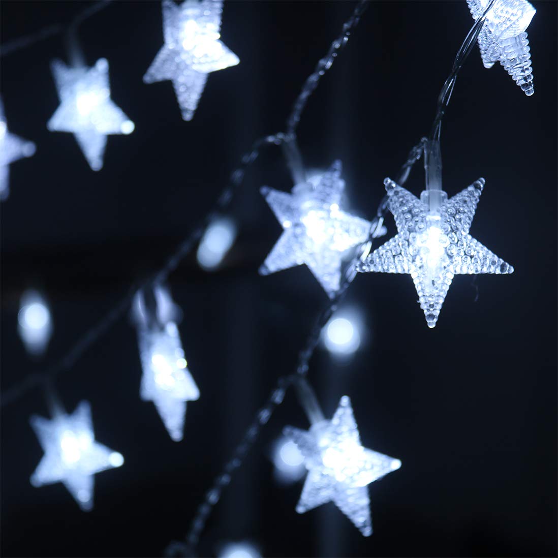 Xingpold LED Star String Lights, 50 Waterproof Fairy Lights, 16.4 Feet, Battery Operated, White, for Indoor/Outdoor Use