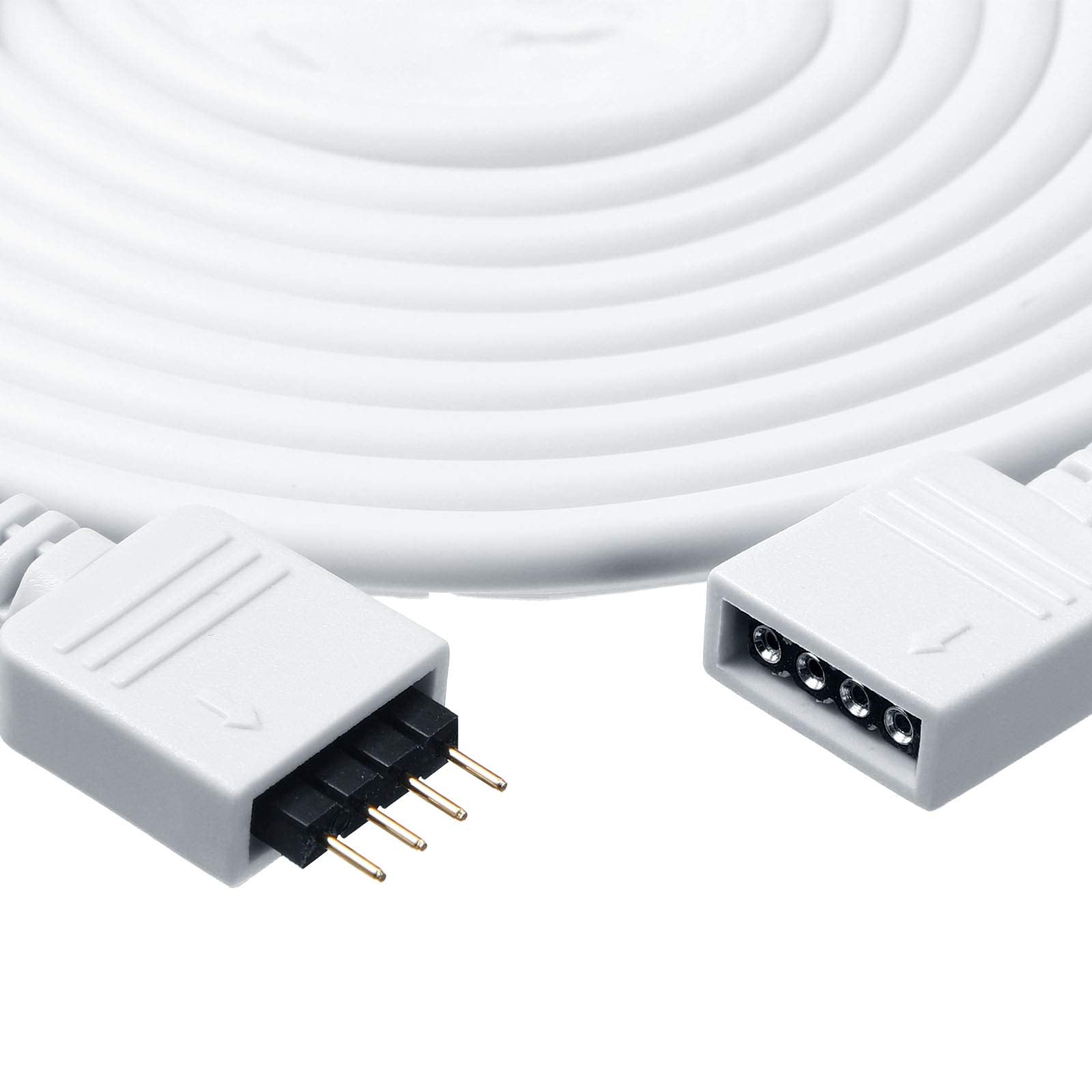 Honoson 6 Pieces 4 Pin RGB Extension Cable Kit, Solderless Jumper Cables with 12 Pin Connectors, White, 1.6 FT, 3.3 FT