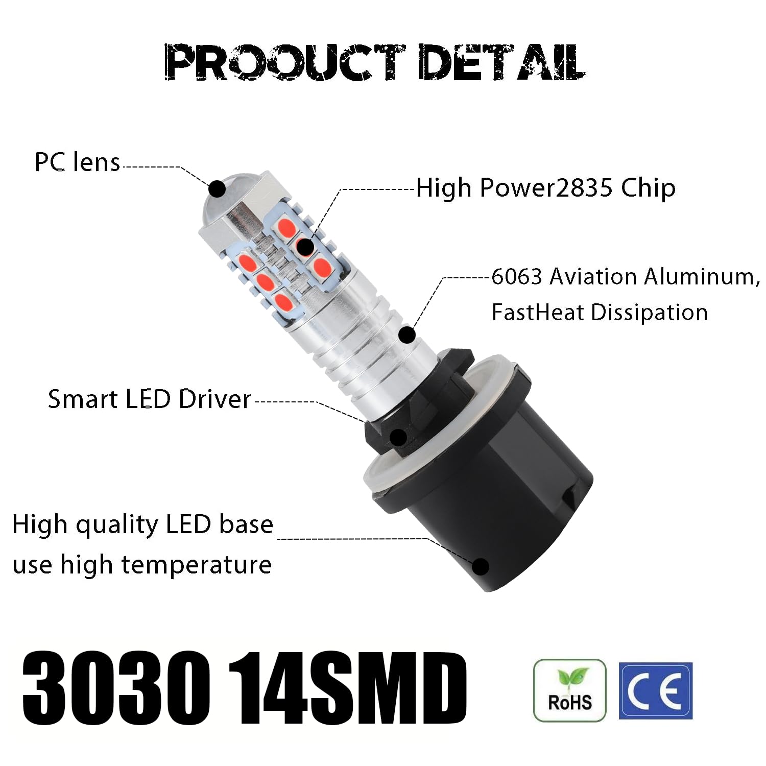 KISLED 880 LED Fog Light Bulb, Extremely Bright Projector DRL, Red, Compatible with 890 884 885 892 893 899 PG13