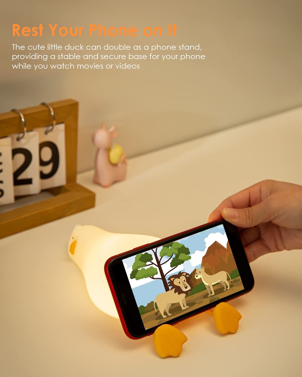 Luditek Cute Silicone Duck Night Light, Dimmable Touch Control Rechargeable Beside Nursery Lamp, Squishy Kawaii Stuff Desk Room