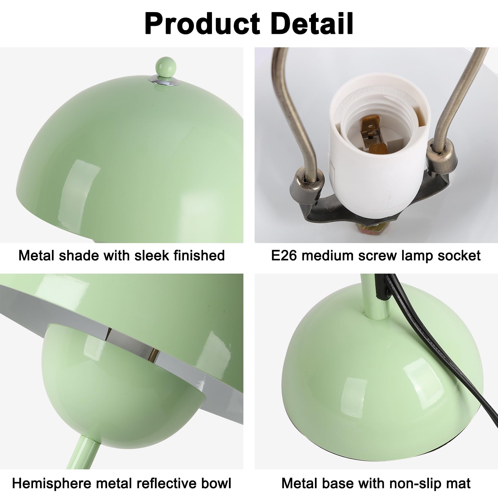 COSYLUX Small Table Lamp for Bedroom, Dome Shade, Pastel Green, Ideal for Living Room, Kids Room, Study, Office, Nightstand