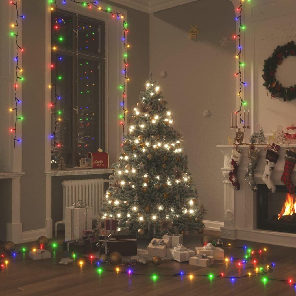 vidaXL Multicolor LED String Lights - 300 Lights, 98.4 Long, Weather-Resistant, USB-Powered, Copper Material