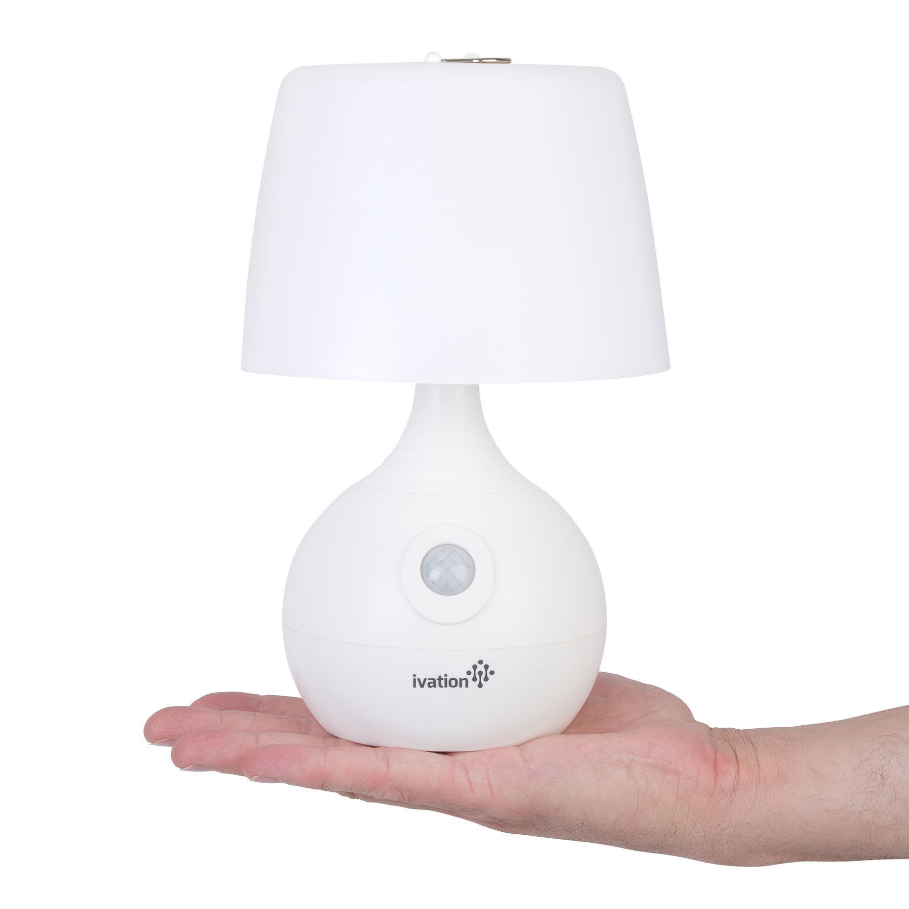 Ivation 12-LED Motion Sensing Table Lamp, Automatic & Manual Settings, White, Model IVAMSLP05, Battery Operated