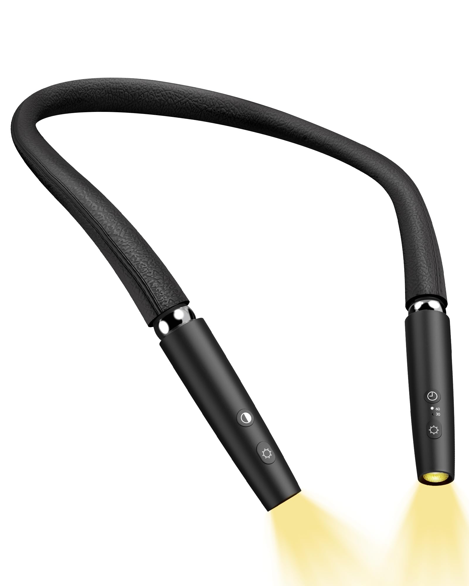 NIVAVA Neck Reading Light, Rechargeable LED Book Light, Bendable Silicone Arm, Model HY-01, Black