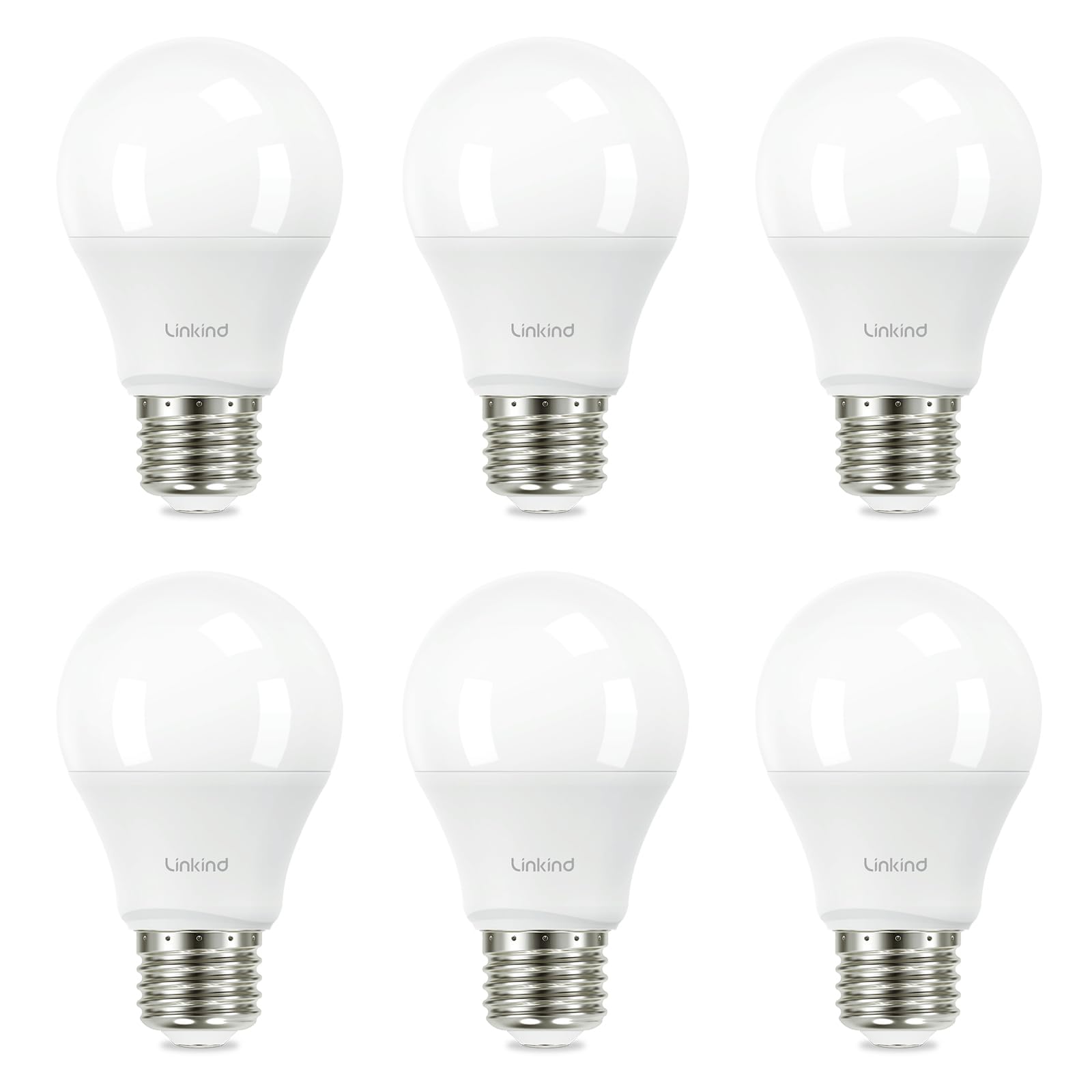 Linkind A19 LED Light Bulb, 60W Equivalent, 9W, 5000K Daylight, 840 Lumens, Non-Dimmable, E26 Base, 6