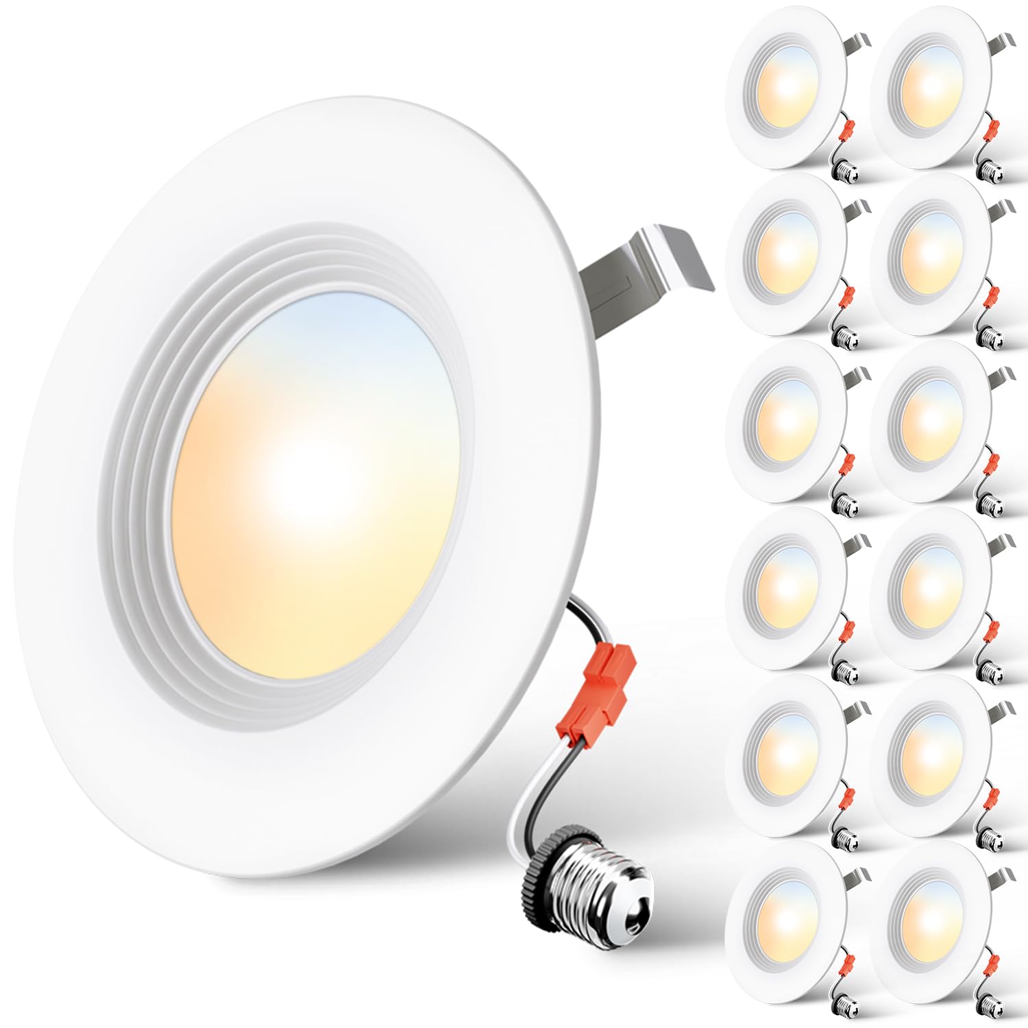 Veriligt 12 Pack 5/6 Inch Retrofit Led Can Lights, 2700K-5000K 5CCT Colors, Dimmable Recessed Lighting with Baffle Trim, 1000LM,