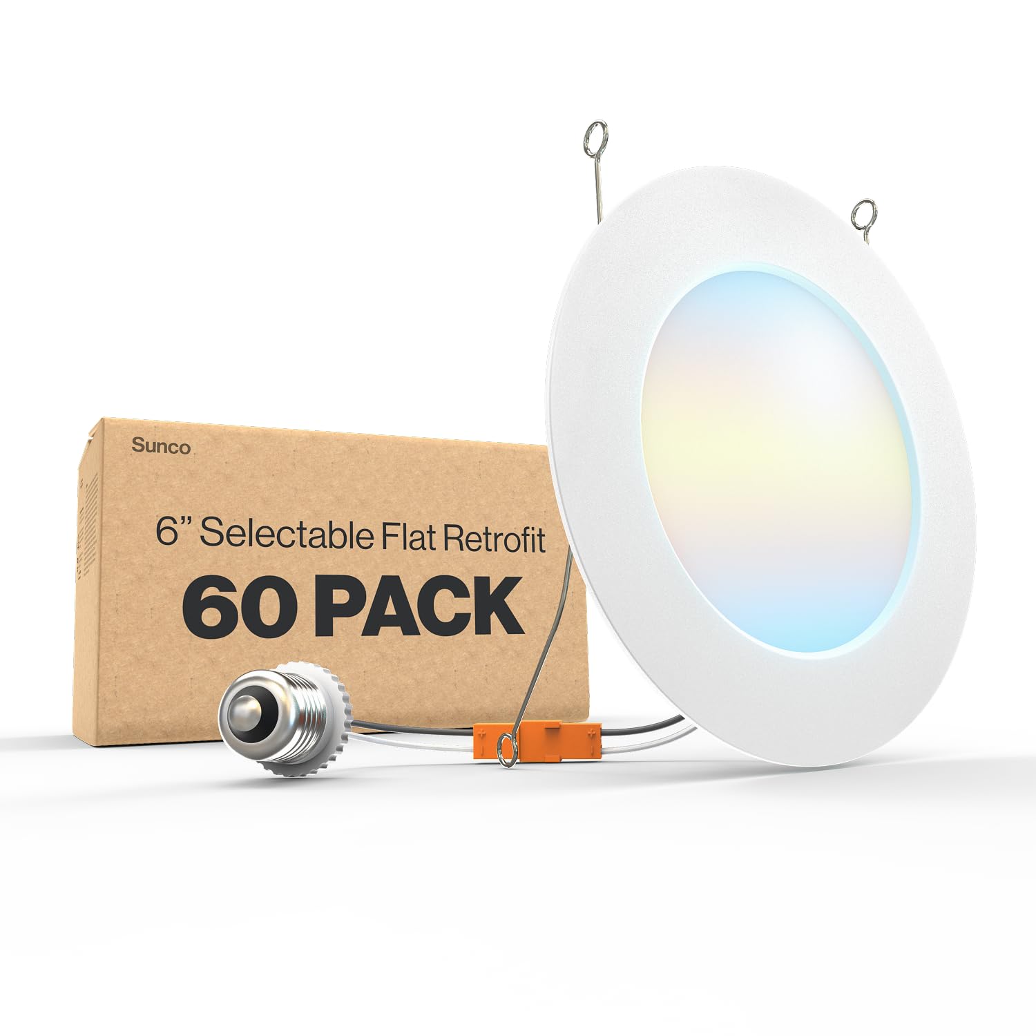 Sunco 60 Pack 5CCT LED Recessed Lighting 6 Inch, 1200 LM High Brightness, Ultra Thin Flat Can Lights, 2700K/3000K/4000K/5000K/60
