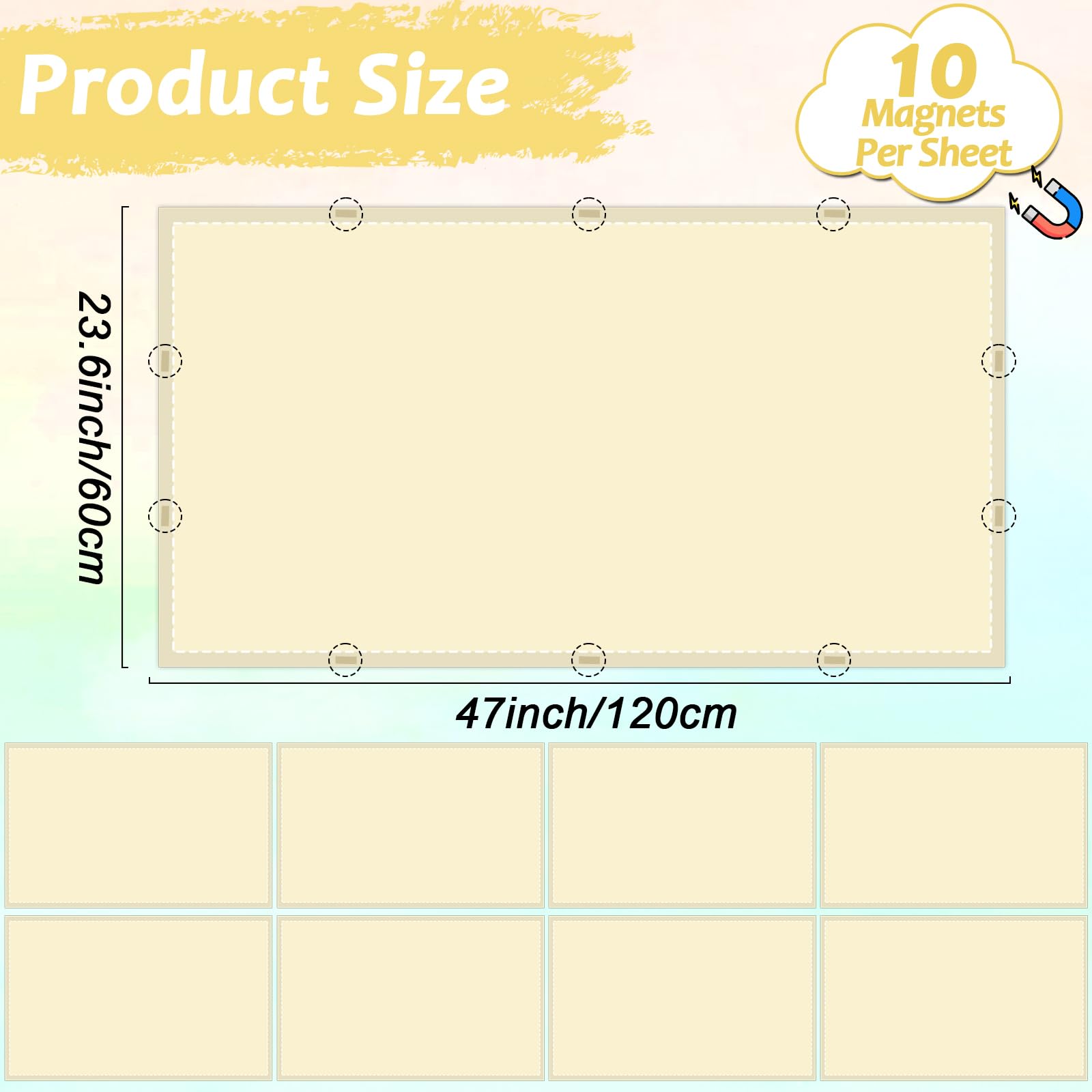 Wiooffen Fluorescent Light Covers 4x2 Feet Magnetic Filter Yellow Polyester, Model YM0801, 8 Pcs for Classroom & Office Use