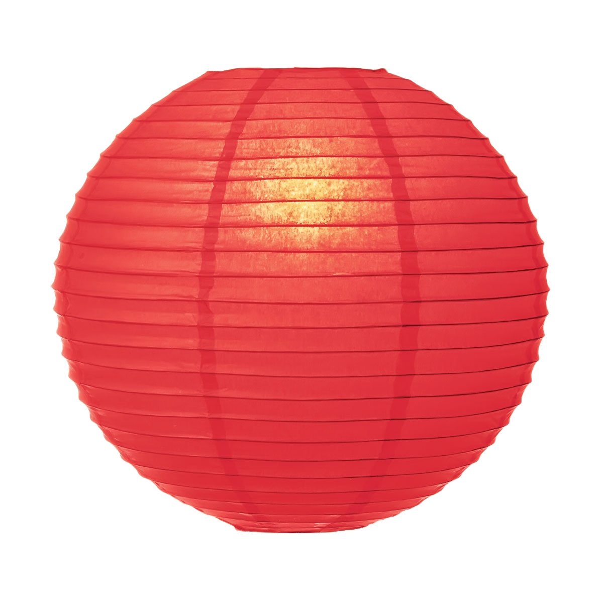 Luna Bazaar Paper Lantern - 8-Inch Poppy Red Round Lantern with Parallel Ribbing - Ideal for Weddings and Parties