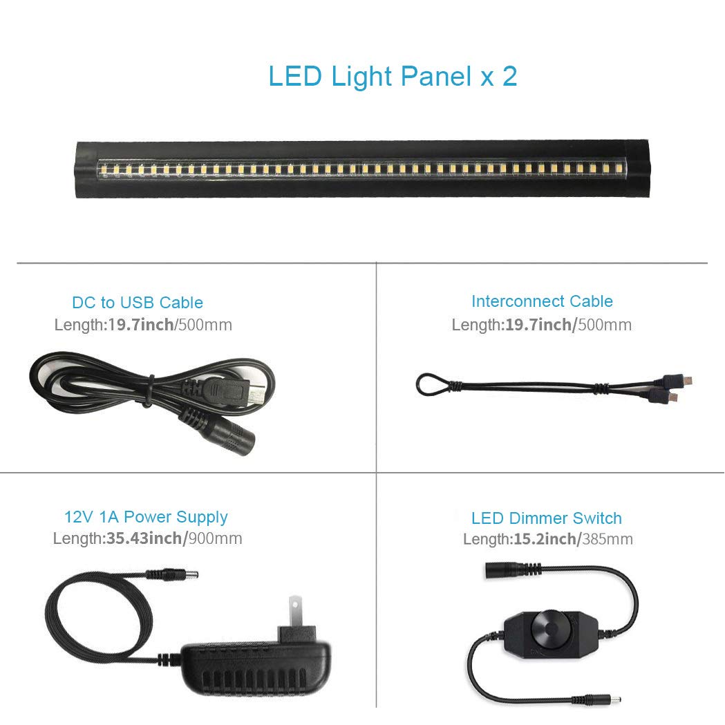 LEDLightsWorld 13in LED Under Cabinet Lighting, Dimmable Warm White, Aluminum, Model WW-2, Black, 12V 10W