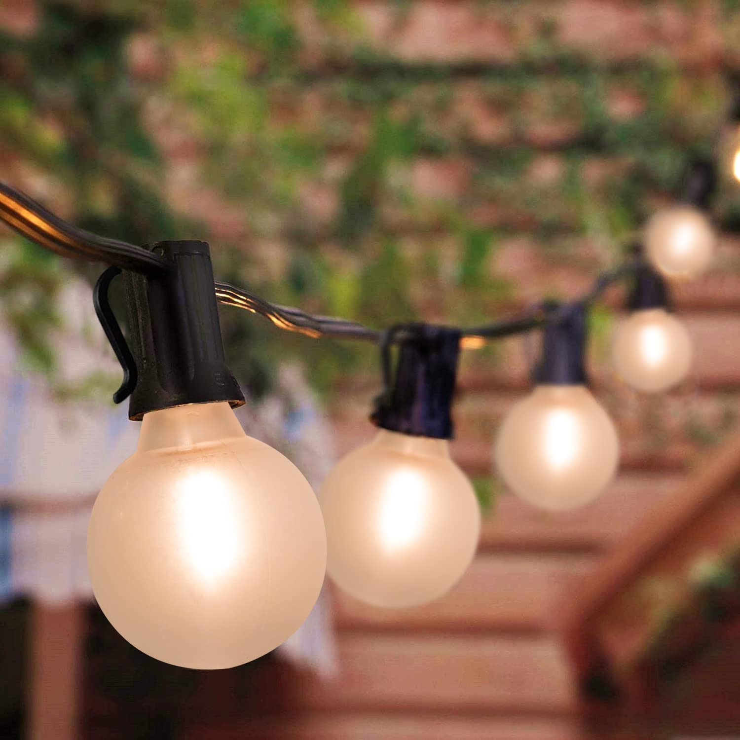 GOOTHY G40 LED Globe String Lights, 25Ft Outdoor Porch Frosted LED Lights with 27 Shatterproof Bulbs(2 Spare), LED String Lights