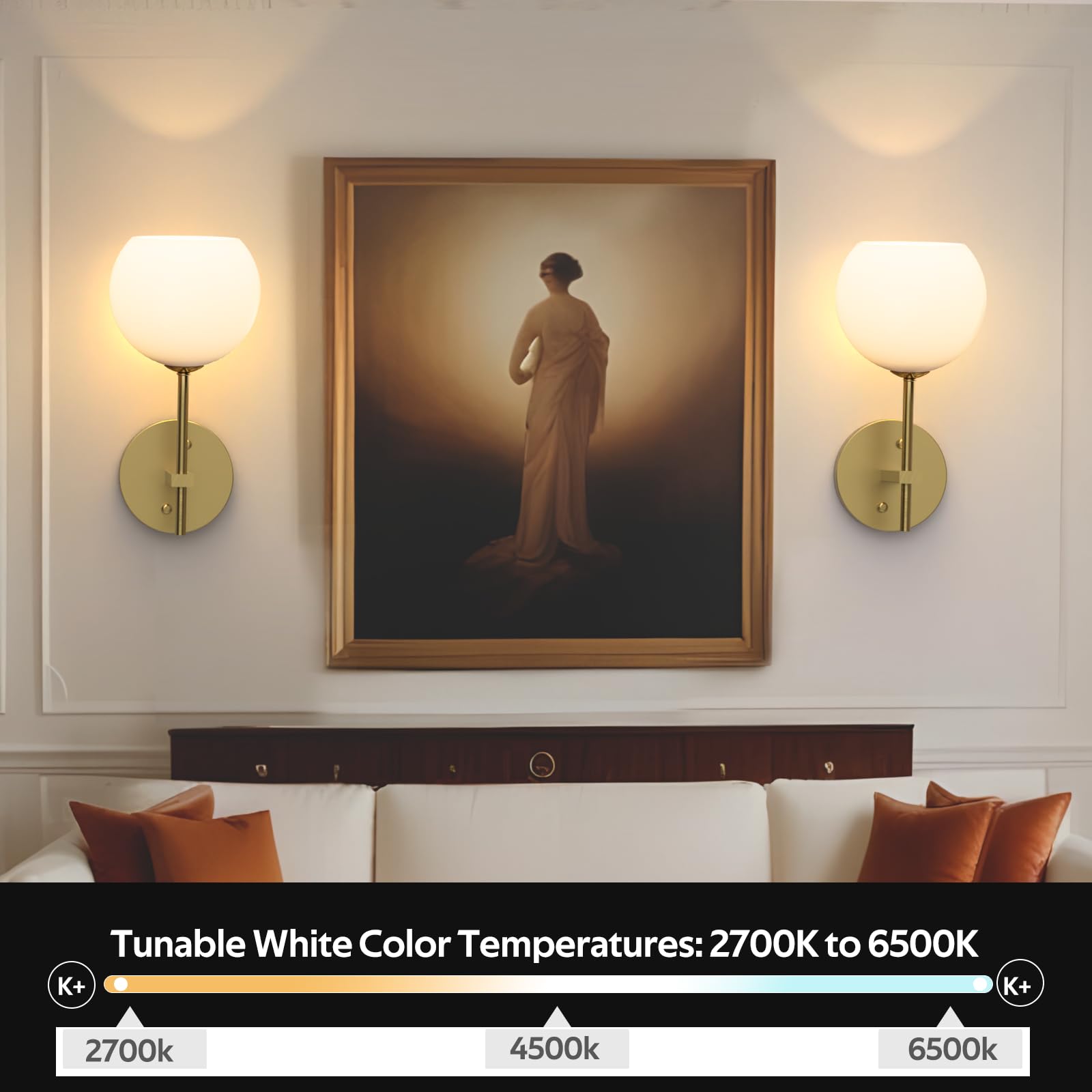 Moita Wall Sconces Set Of Two, Wireless Battery Operated Wall Decor With Remote, Sconces Wall Lighting With Frosted Glass Shade,